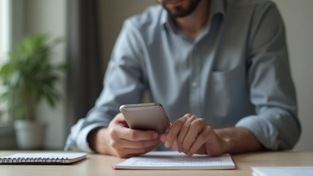 Человек проверяет расходы на мобильном телефоне с приложением управления финансами
