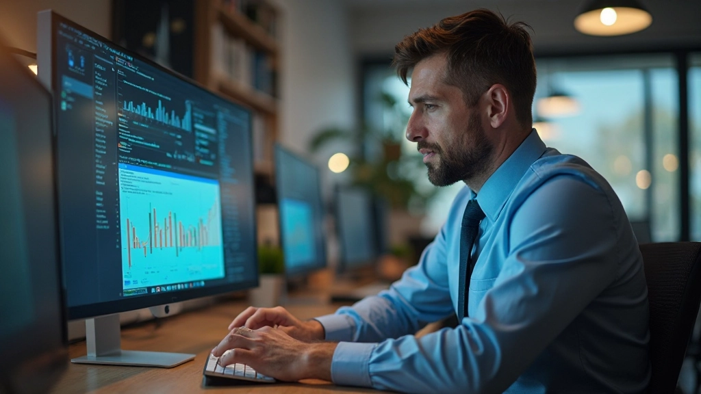 Панель управления финансами на компьютере с детальными графиками и аналитикой