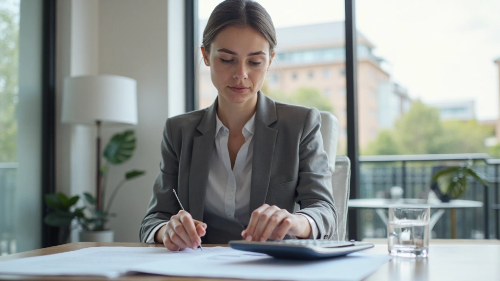 Профессиональная фотография человека, ведущего финансовое планирование с документами и калькулятором на столе